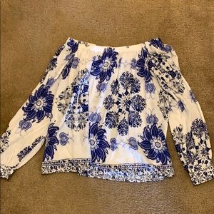 PAISLEY PRINT OFF THE SHOULDER TOP